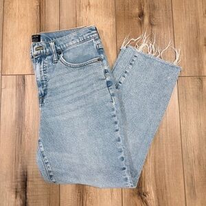 J. Crew Women’s Classic Light Wash Straight Leg Jeans Raw Frayed Hem 30